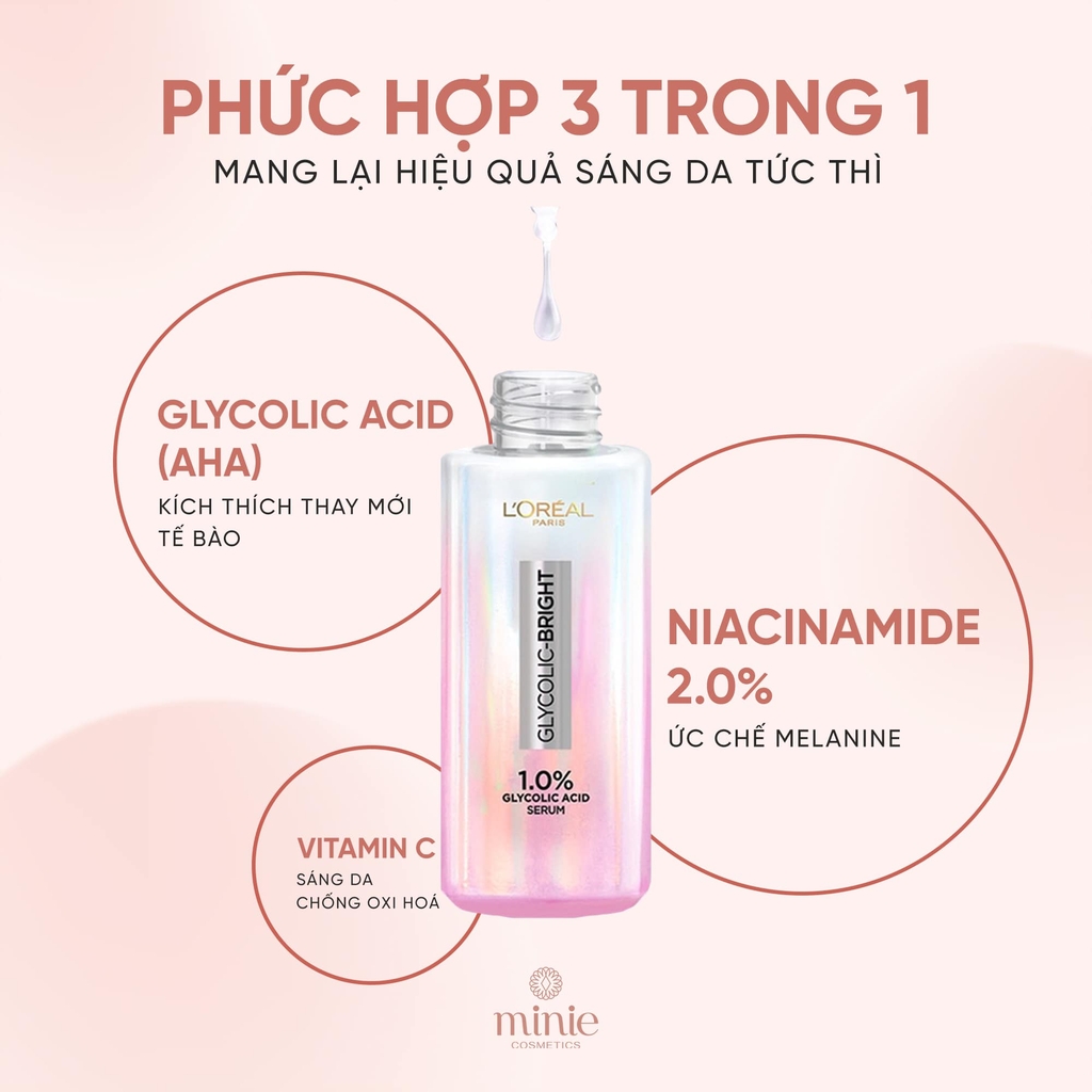 Serum L'oreal Tinh Chất Mờ Thâm Nám Sau 2 Tuần L'oreal Glycolic-Bright Instant Glowing Serum 30ml