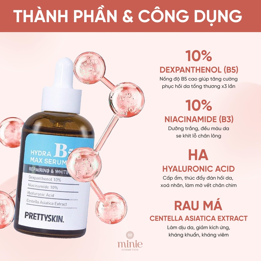 Tinh Chất Phục Hồi, Dưỡng Trắng Da Pretty Skin Hydra B5 Max Serum 50ml