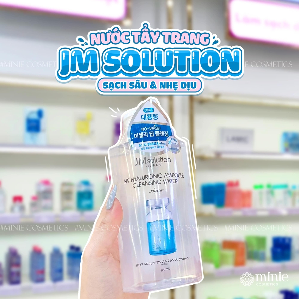 Nước Tẩy Trang JMsolution Hyaluronic Acid Mọi Loại Da 500ml Hyaluronic Ampoule Cleansing Water