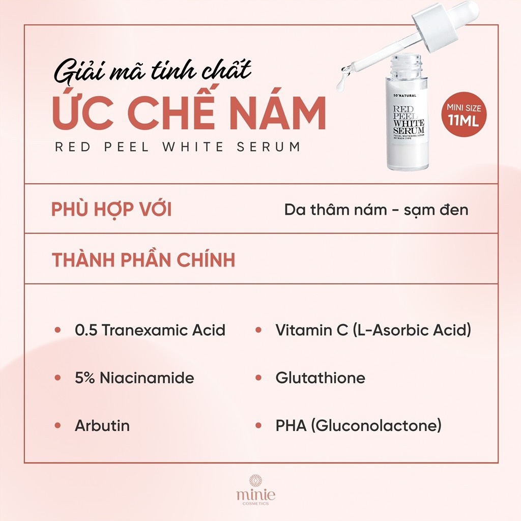 Tinh Chất Dưỡng Trắng, Mờ Thâm Nám So’Natural Red Peel White Serum 11ml