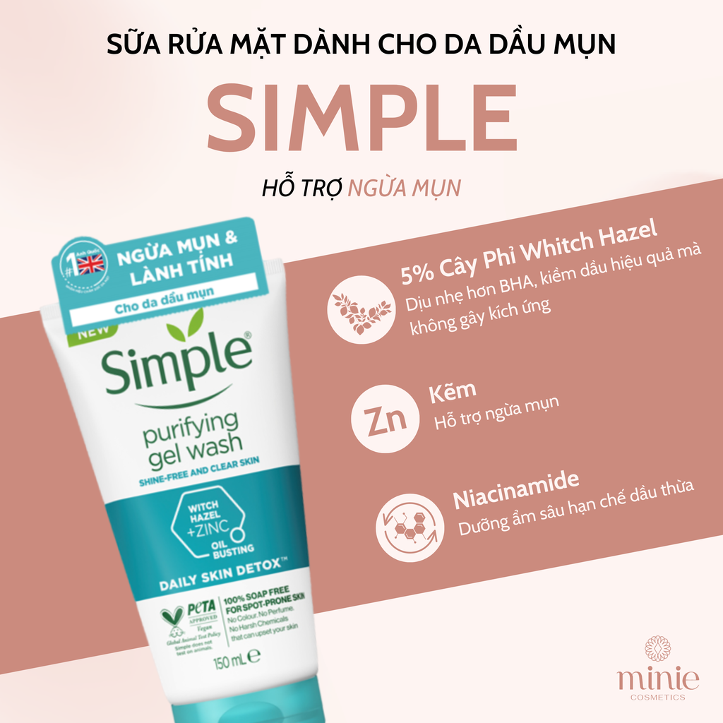 Gel Rửa Mặt Simple 150ml Gel Wash (3 dòng)