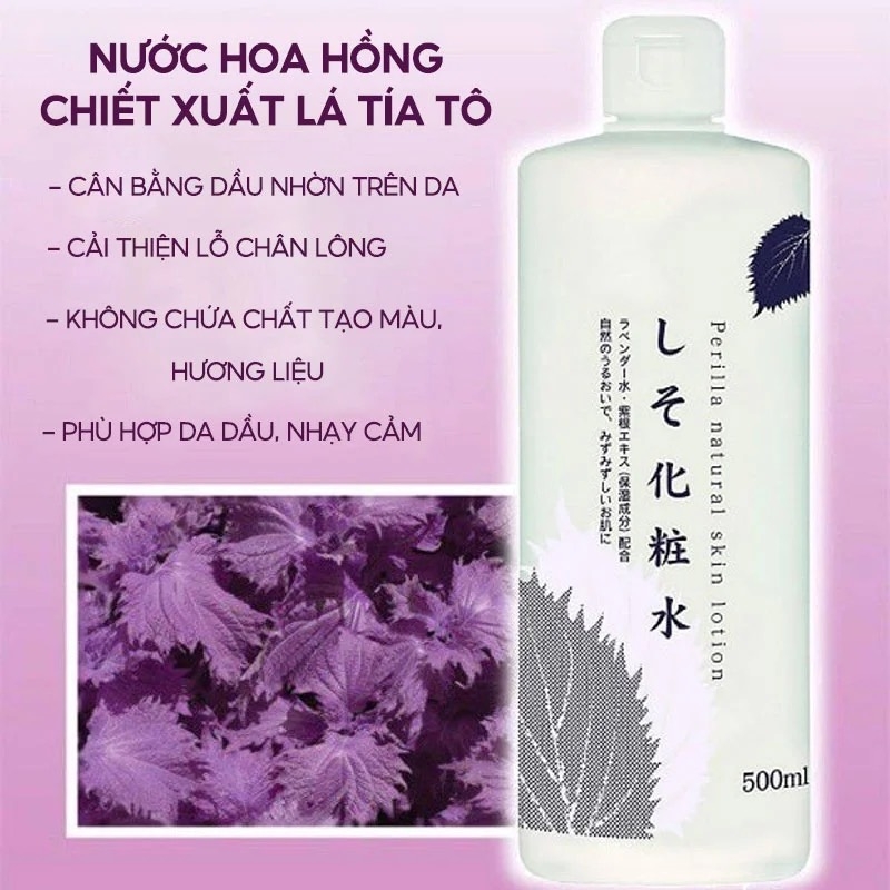 Nước Dưỡng Da Chinoshio Dokudami Chiết Xuất Lá Tía Tô Perilla Natural Skin Lotion 500ml