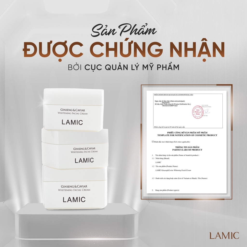 Sample Kem Dưỡng Ẩm, Nâng Tone Da, Chống Lão Hóa , Mờ Thâm Nám Lamic Ginseng & Caviar Whitening Facial Cream