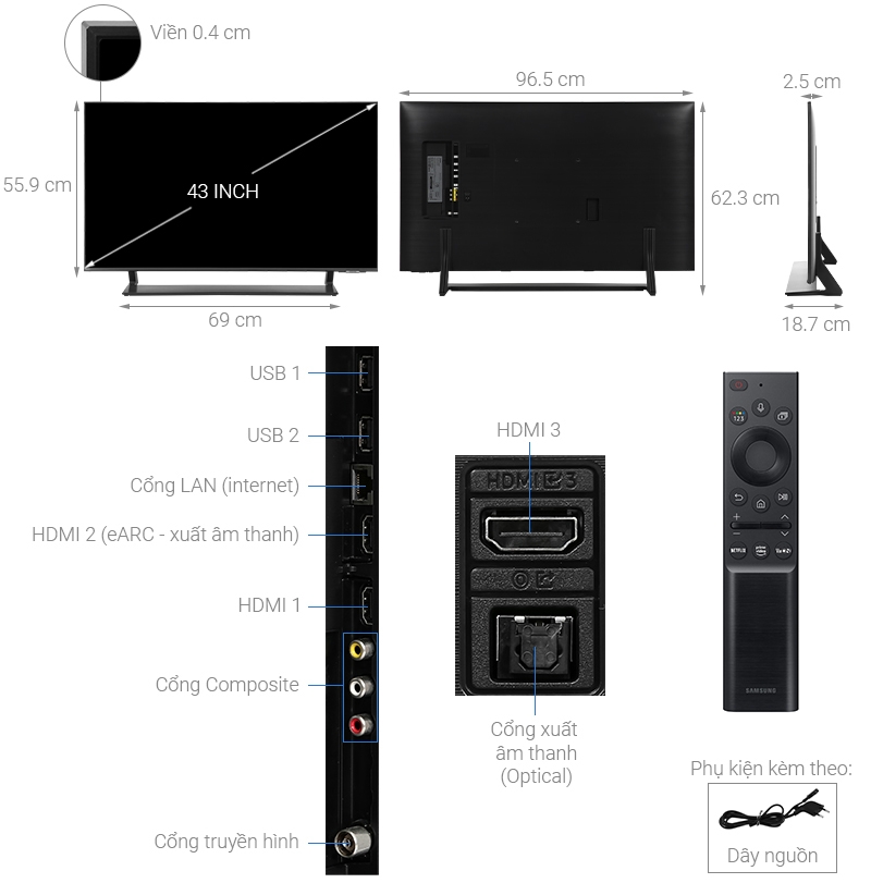 Smart Tivi QLED 4K 43 inch Samsung QA43Q60B