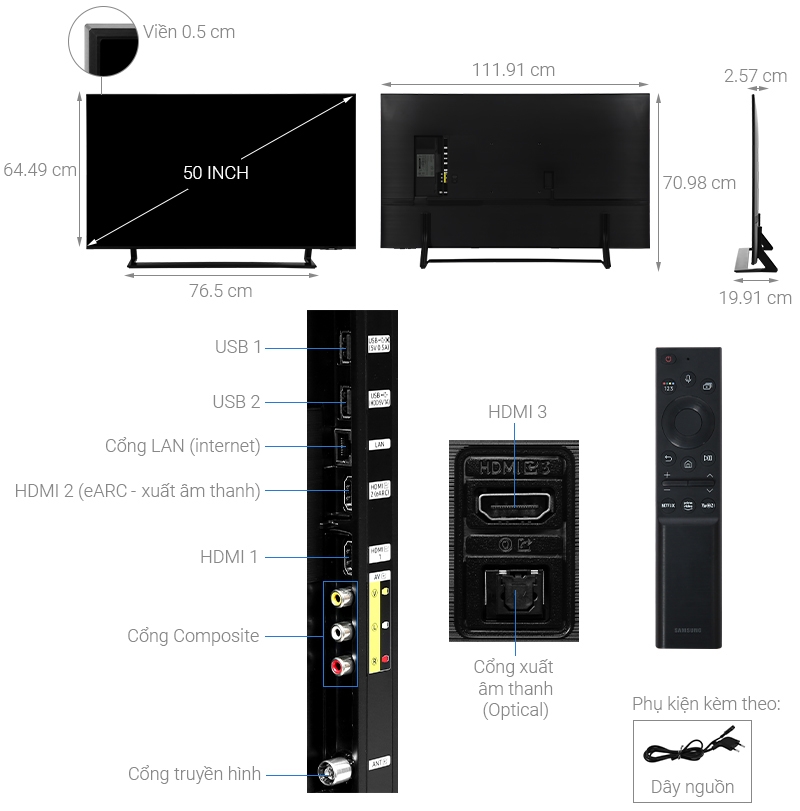 Smart Tivi Samsung 4K Crystal UHD 50 inch UA50BU8500