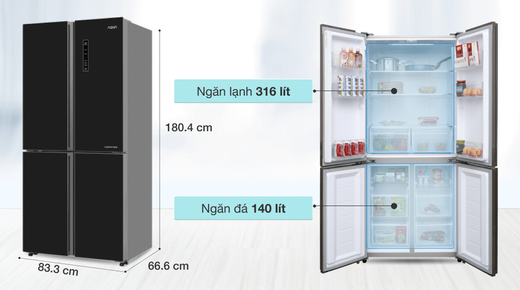 Tủ lạnh Aqua Inverter 456 lít Multi Door AQR-IG525AM GB