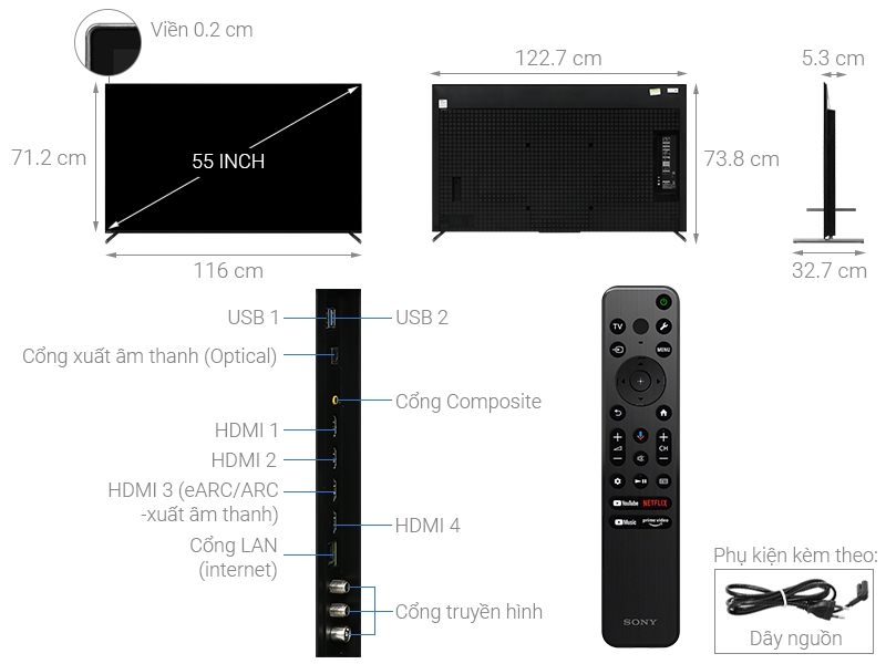 Google Tivi OLED Sony 4K 55 inch XR 55A80L
