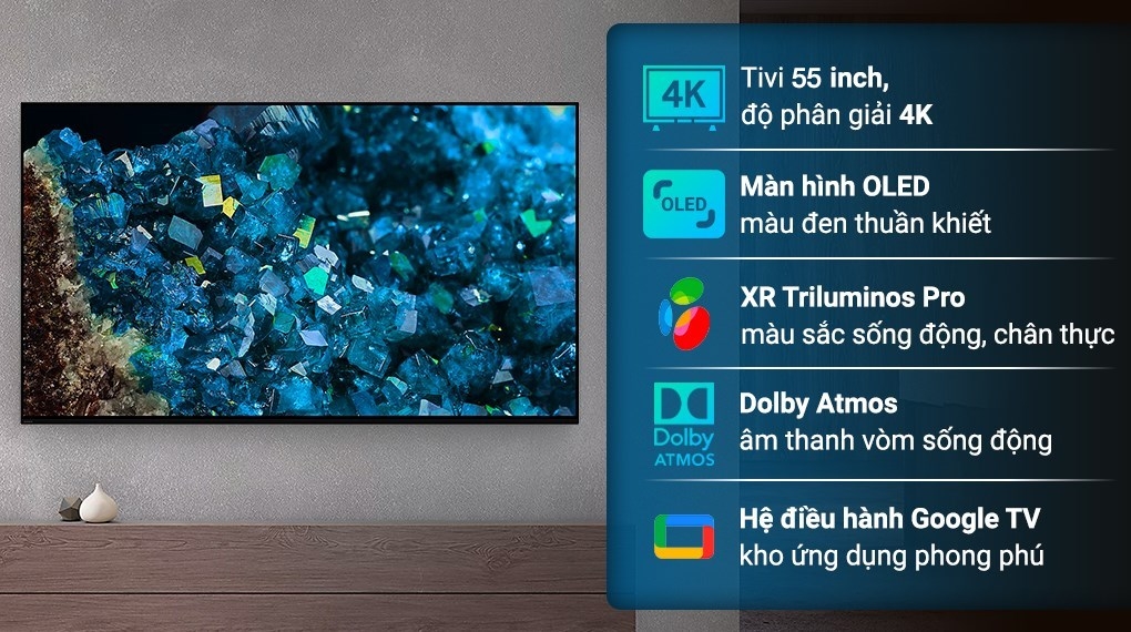 Google Tivi OLED Sony 4K 55 inch XR 55A80L