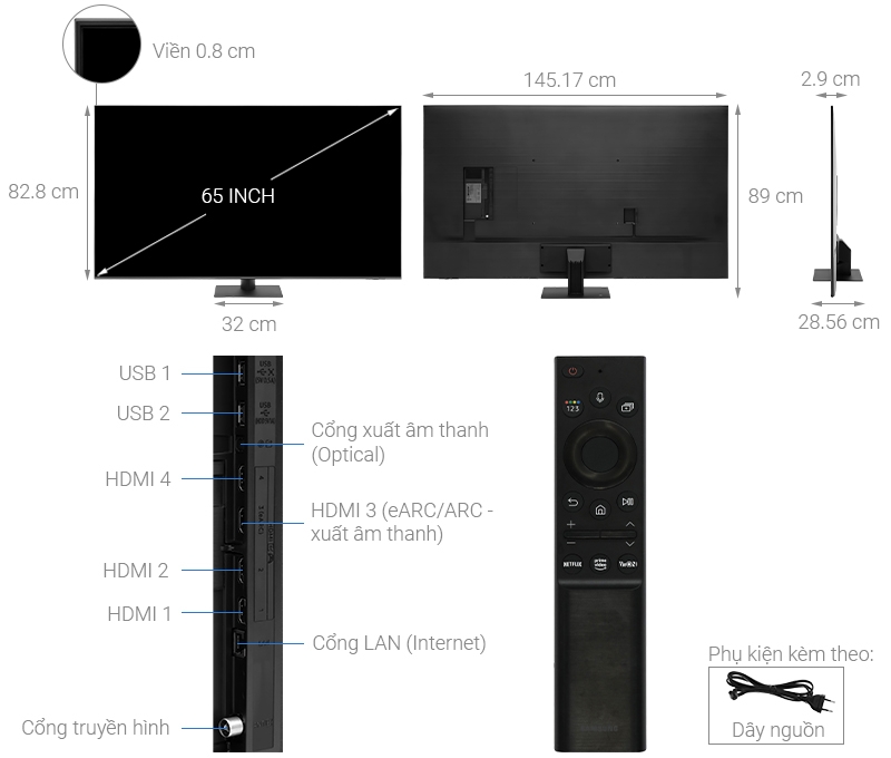 Smart Tivi QLED 4K 65 inch Samsung QA65Q70B