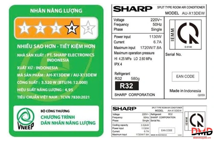 Điều hòa Sharp Inverter 1.5 HP AH-X13DEW