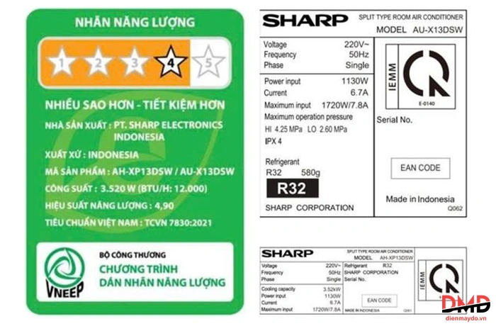 Điều hòa Sharp Inverter 1.5 HP AH-XP13DSW