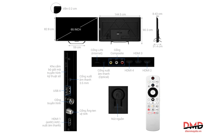 Google Tivi AQUA QLED 65 inch AQT65S800UX