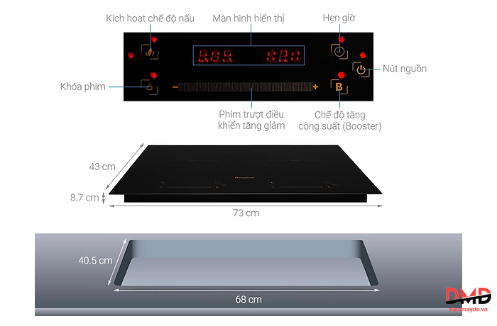 Bếp từ đôi lắp âm Kangaroo KG858i 4000W