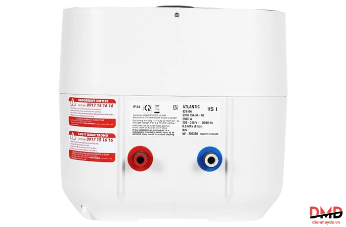 Bình nóng lạnh gián tiếp Atlantic NANTO PLUS 15 lít 2500W SWH 15A M-N2