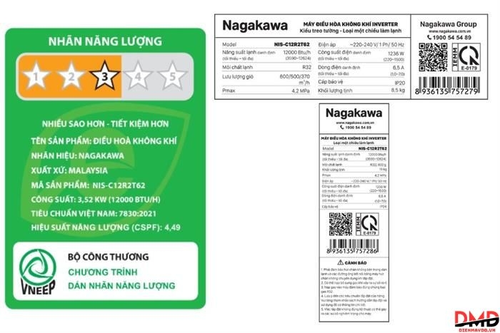 Điều hòa Nagakawa Inverter 1.5 HP NIS-C12R2T62