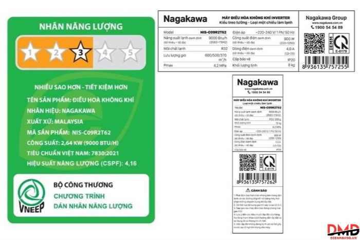 Điều hòa Nagakawa Inverter 1 HP NIS-C09R2T62