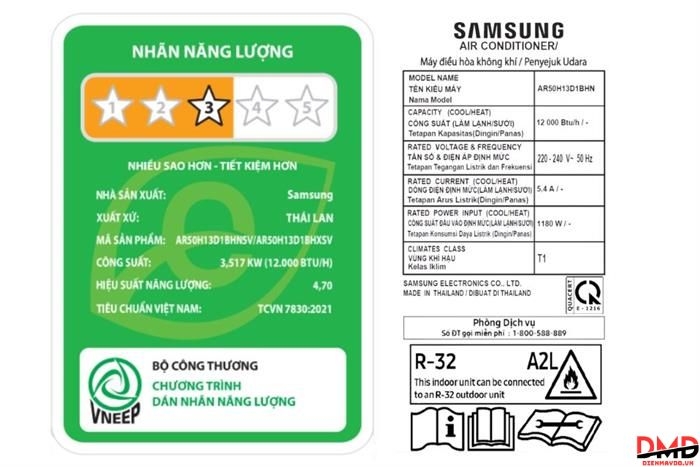 Điều hòa Samsung Inverter 1.5 HP AR50H13D1BHNSV