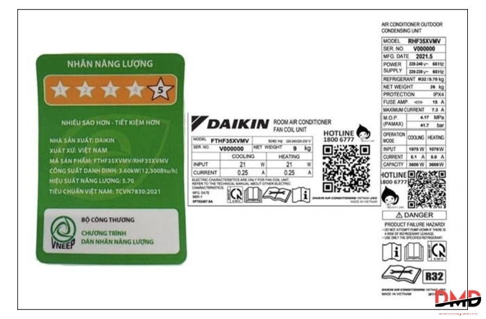 Điều hòa Daikin Inverter 1.5 HP FTHF35XVMV