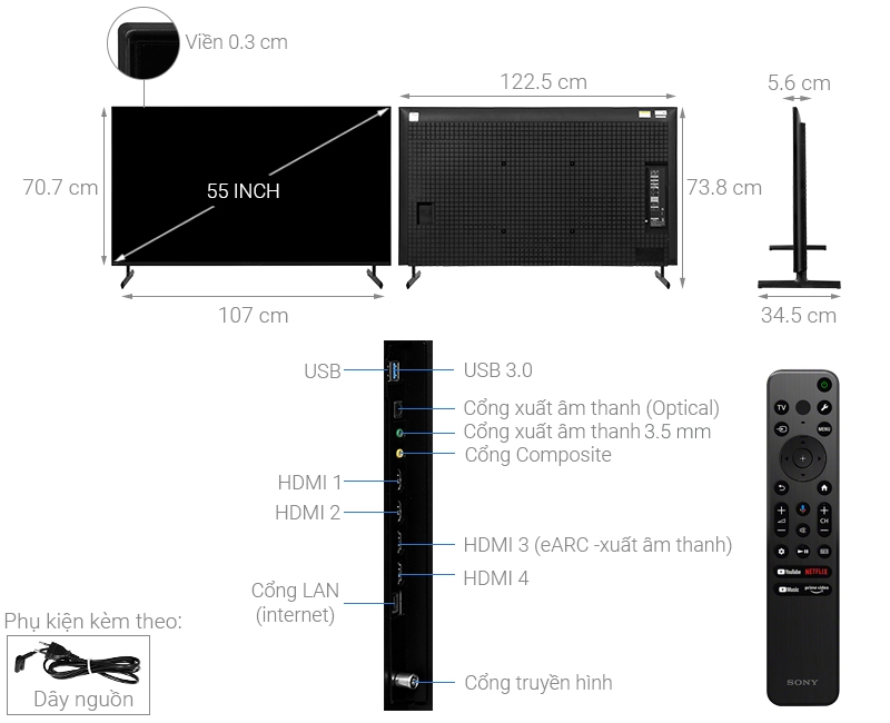 Google Tivi Sony 4K 55 inch XR 55X90L