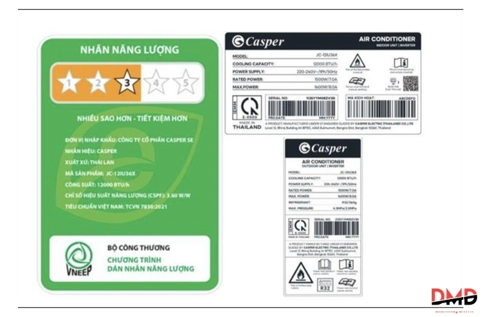 Điều hòa Casper Inverter 1.5 HP JC-12IU36X