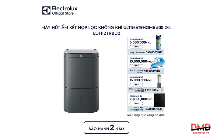 Máy hút ẩm kết hợp lọc không khí Electrolux UltimateHome 500 EDH12TRBD2 24 lít