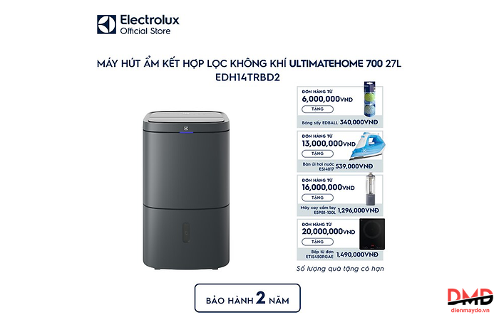 Máy hút ẩm kết hợp lọc không khí Electrolux UltimateHome 700 EDH14TRBD2 27 lít