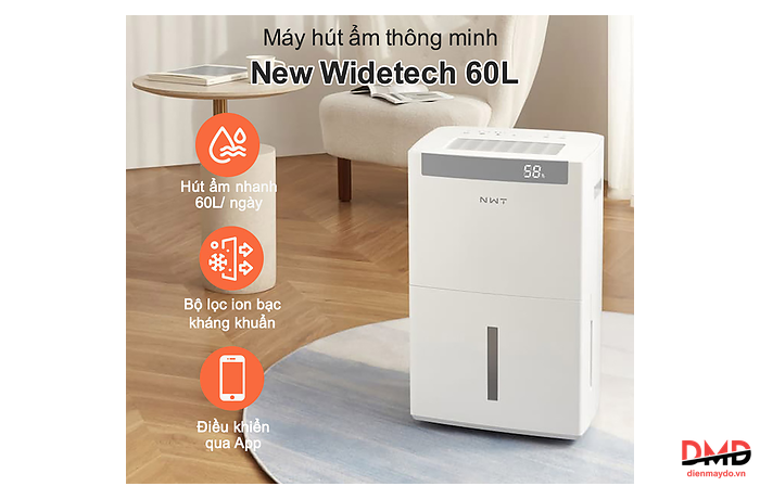 Máy hút ẩm WIDETECH WDH08E60FPW 60 lít