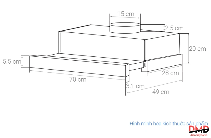 Máy hút mùi âm tủ KAFF KF-TL700ST