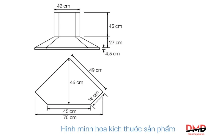 Máy hút mùi áp tường KAFF KF-CN700I