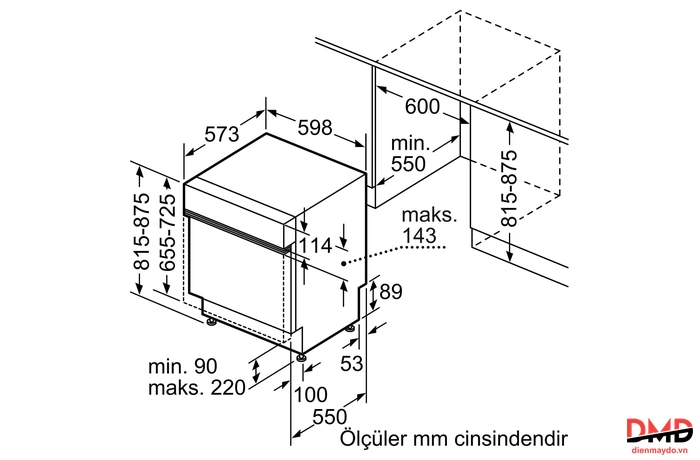 Máy rửa bát bán âm Bosch SMI8ZDS81T