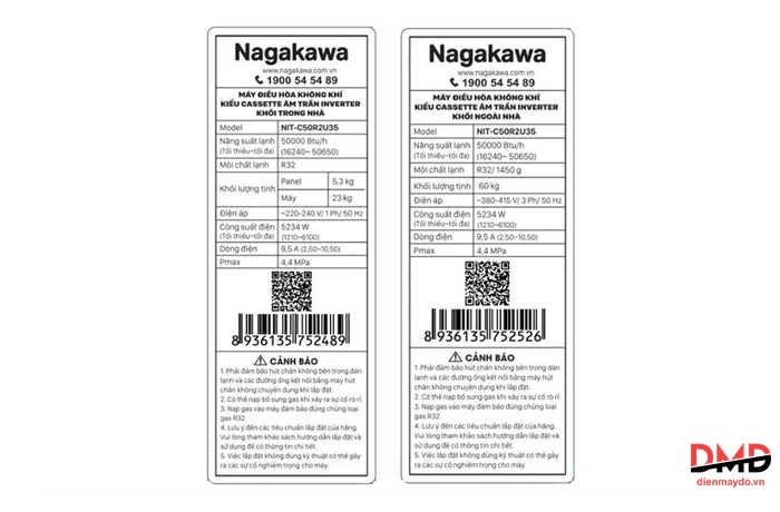 Điều hòa Nagakawa Inverter 5.5 HP 3 pha NIT-C50R2U35