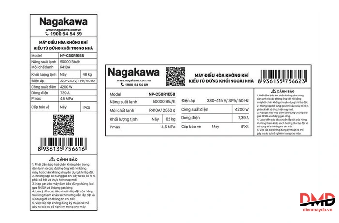 Điều hòa Nagakawa 5.5 HP 3 pha NP-C50R1K58