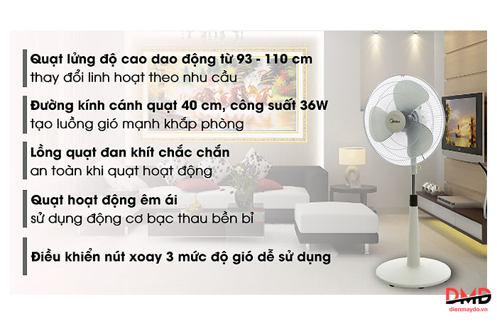 Quạt lửng Midea 3 cánh FTS40-17VD 36W