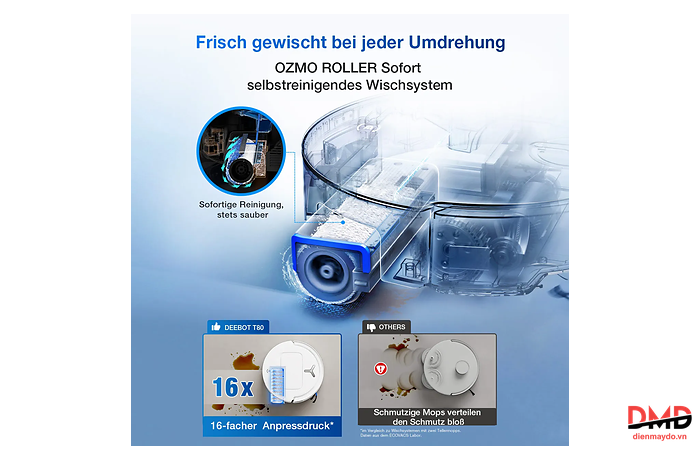 Robot hút bụi lau nhà Ecovacs Deebot T80 OMNI - Đen