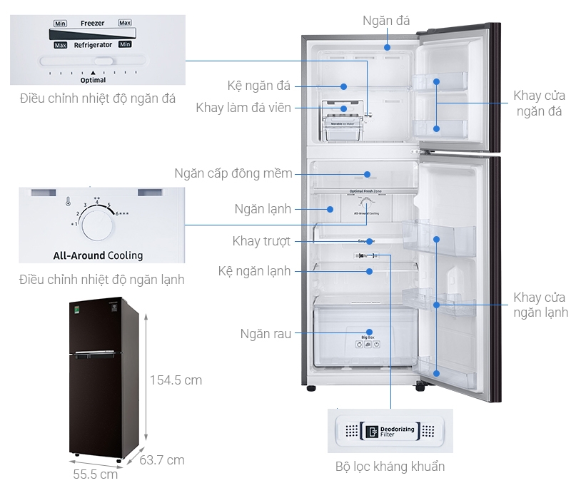 Tủ lạnh Samsung Inverter 236 lít RT22M4032BY/SV