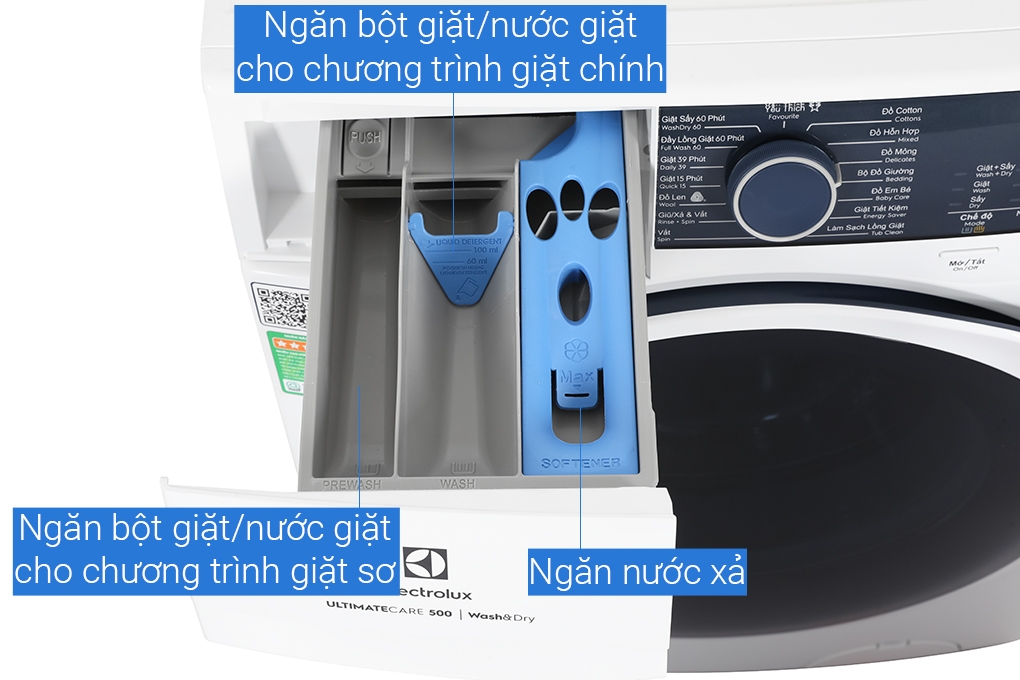 Máy giặt sấy Electrolux Inverter giặt 9 kg sấy 6 kg EWW9024P5WB