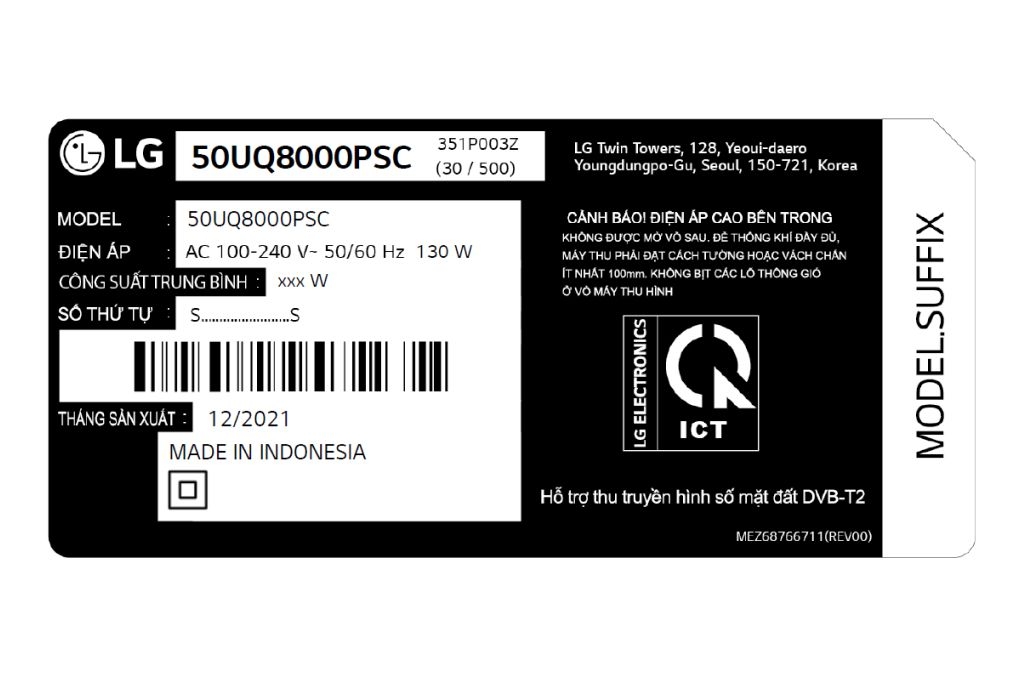 Smart Tivi LG UHD 4K 50 inch 50UQ8000PSC