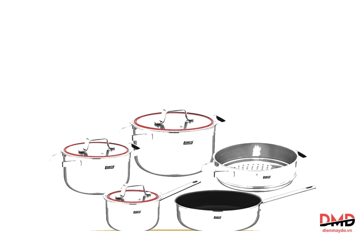 Bộ nồi 5 món Inox 304 5 lớp Lorca TITANIUM-TA 5022