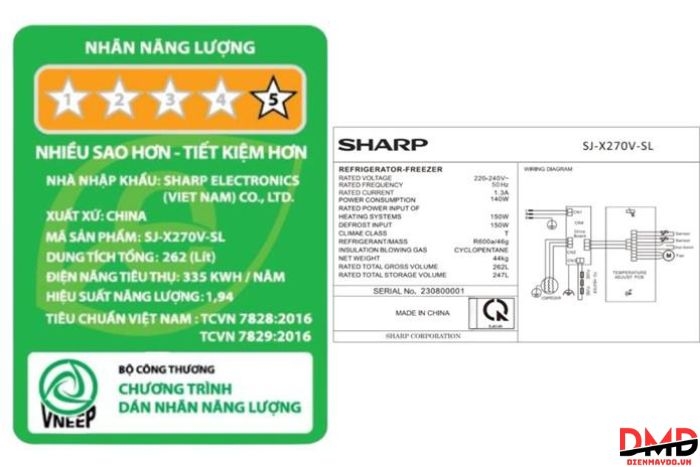 Tủ lạnh Sharp Inverter 247 lít SJ-X270V-SL