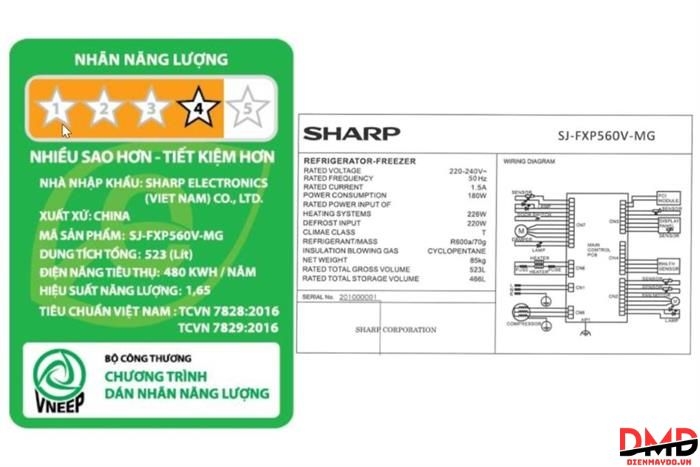 Tủ lạnh Sharp Inverter Multi Door 466 lít SJ-FXP560V-MG
