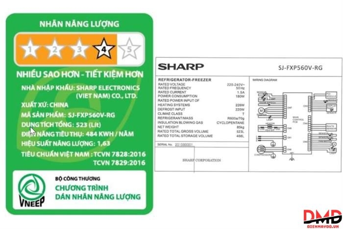 Tủ lạnh Sharp Inverter Multi Door 466 lít SJ-FXP560V-RG