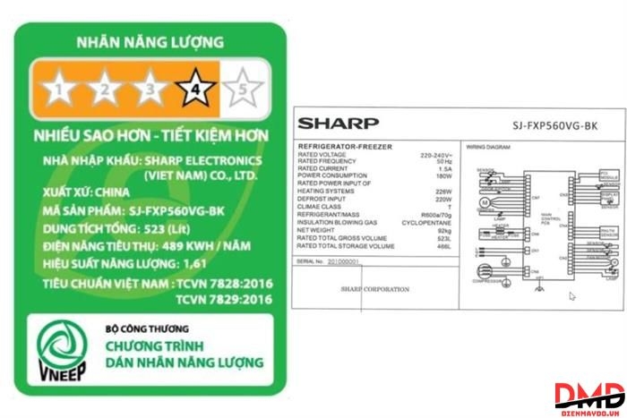 Tủ lạnh Sharp Inverter Multi Door 466 lít SJ-FXP560VG-BK