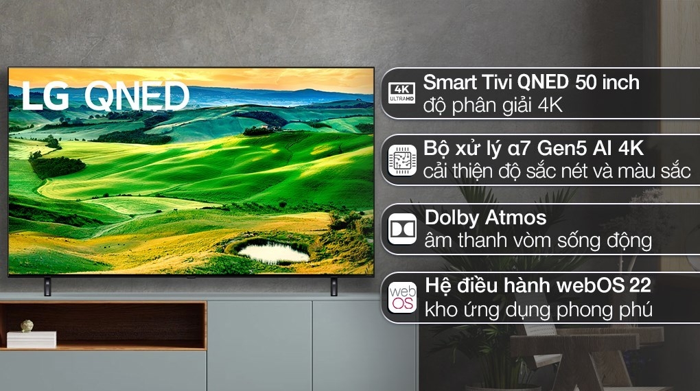 Smart Tivi QNED LG 4K 50 inch 50QNED80SQA Giá Rẻ,Giao Ngay