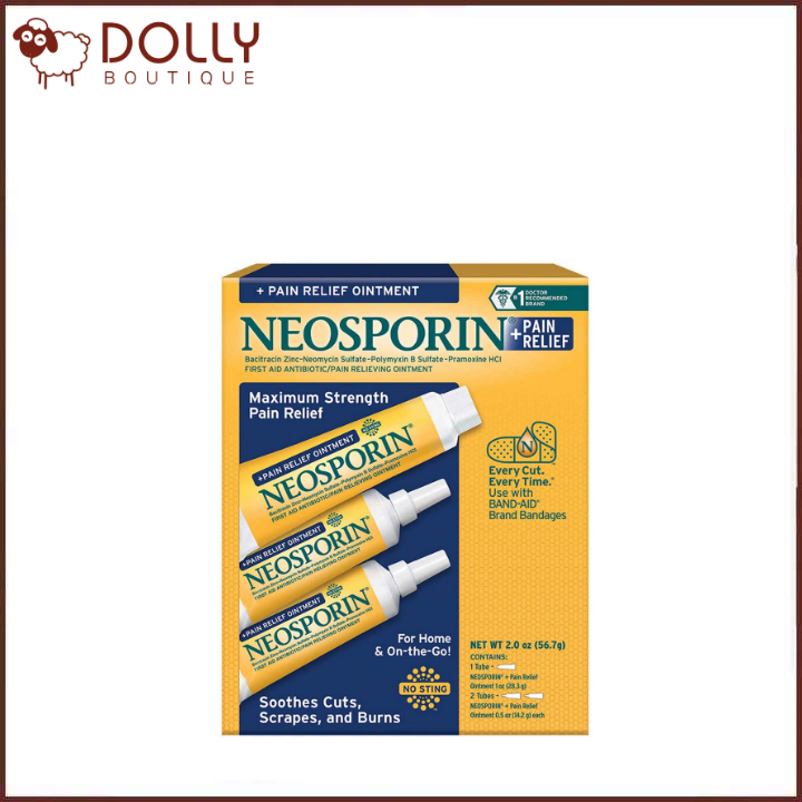 Kem mỡ kháng viêm, liền sẹo Neosporin +Pain Relief Ointment First Aid Antibiotic Treatment [ 3 Pack ]