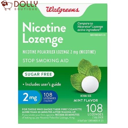 Viên ngậm cai thuốc  Walgreens Nicotine Lozenge 2mg Mint Flavor 108 count Sugar-Free