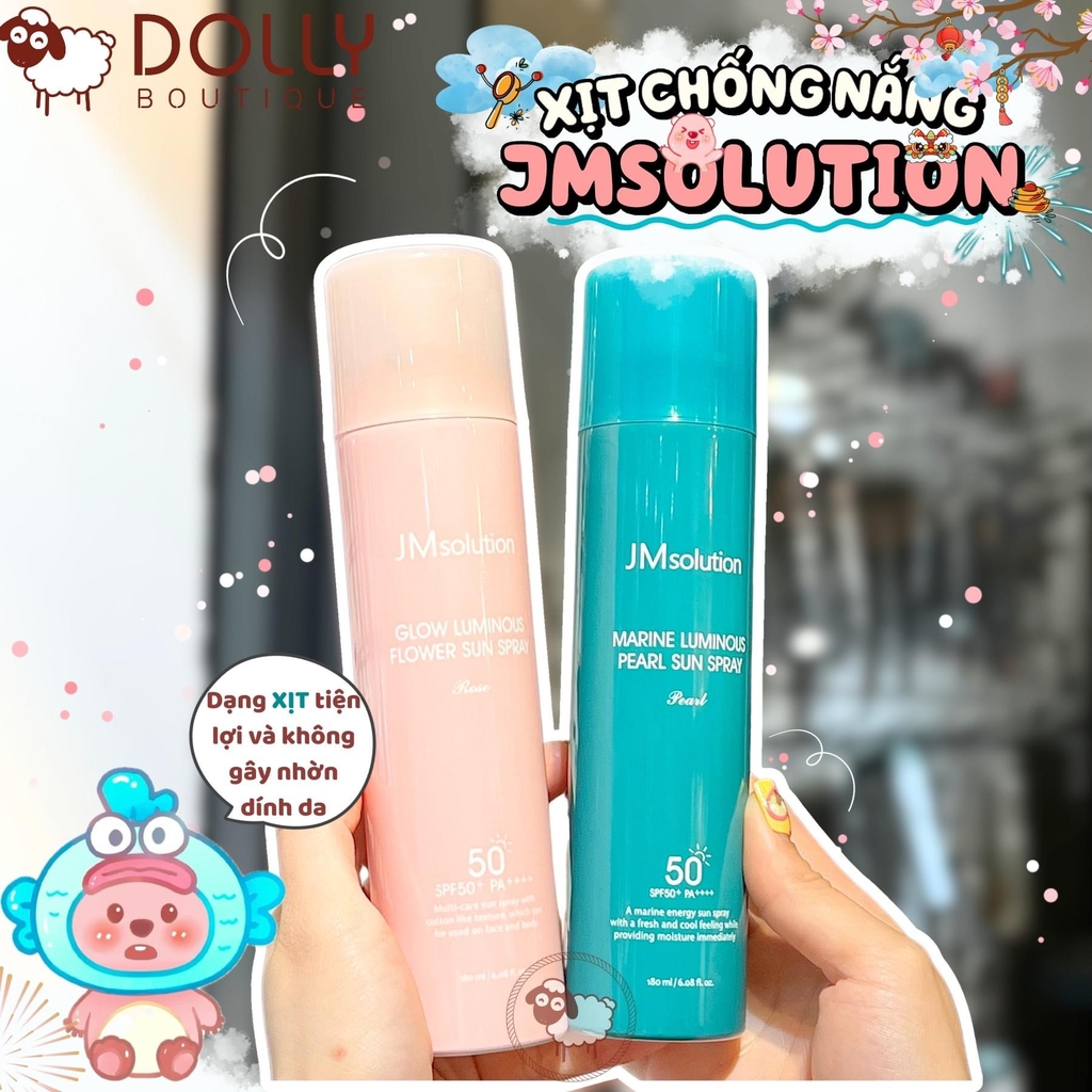 Xịt chống nắng JMsolution Glow Luminous SPF50 - 180ml màu hồng