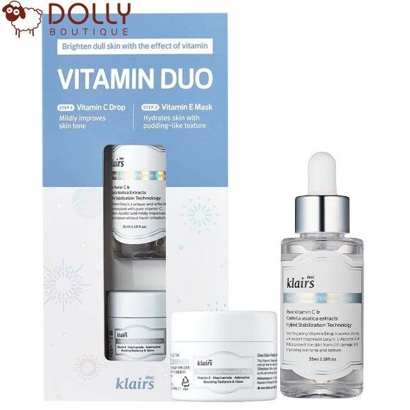 Bộ Tinh Chất Vitamin C Và Mặt Nạ Ngủ Chống Lão Hóa Klairs Vitamin Duo Trial Kit