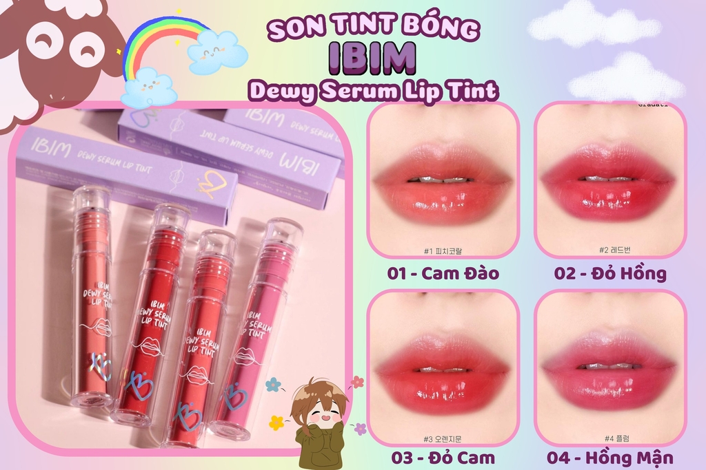 Son Kem Ẩm IBIM Dewy Serum Lip Tint- Orange Moon  ( Màu Đỏ Cam )