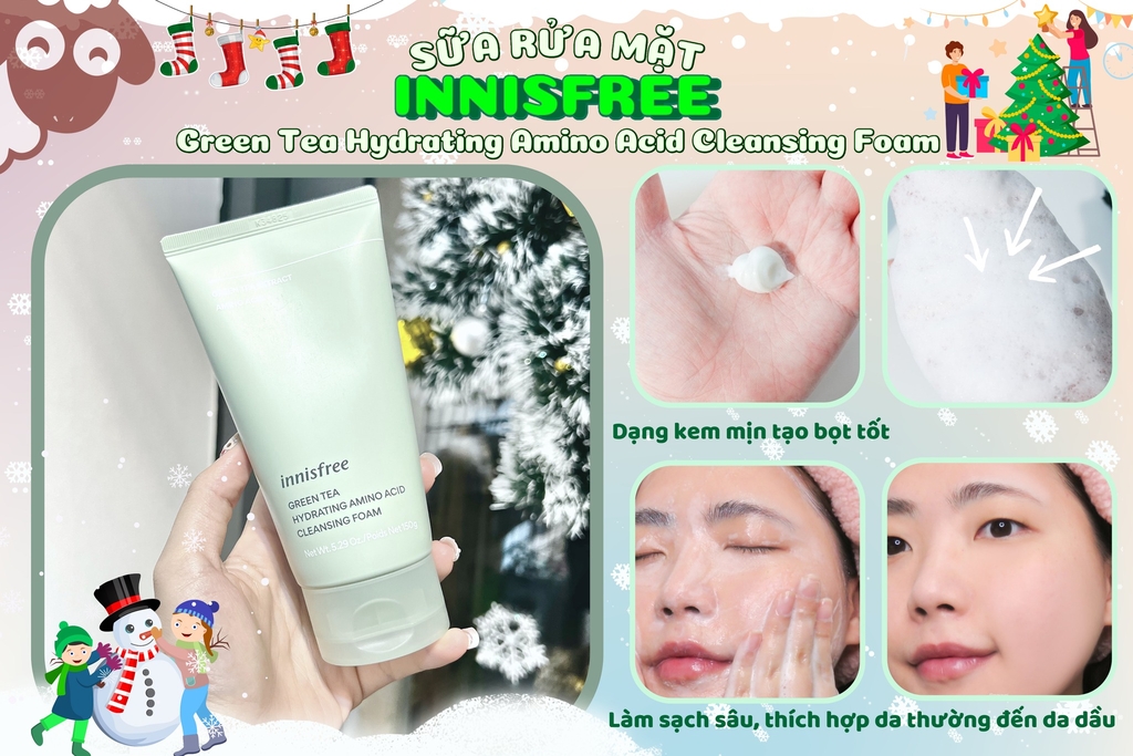 Sữa Rửa Mặt Innisfree Green Tea Hydrating Amino Cleansing Foam - 150ml