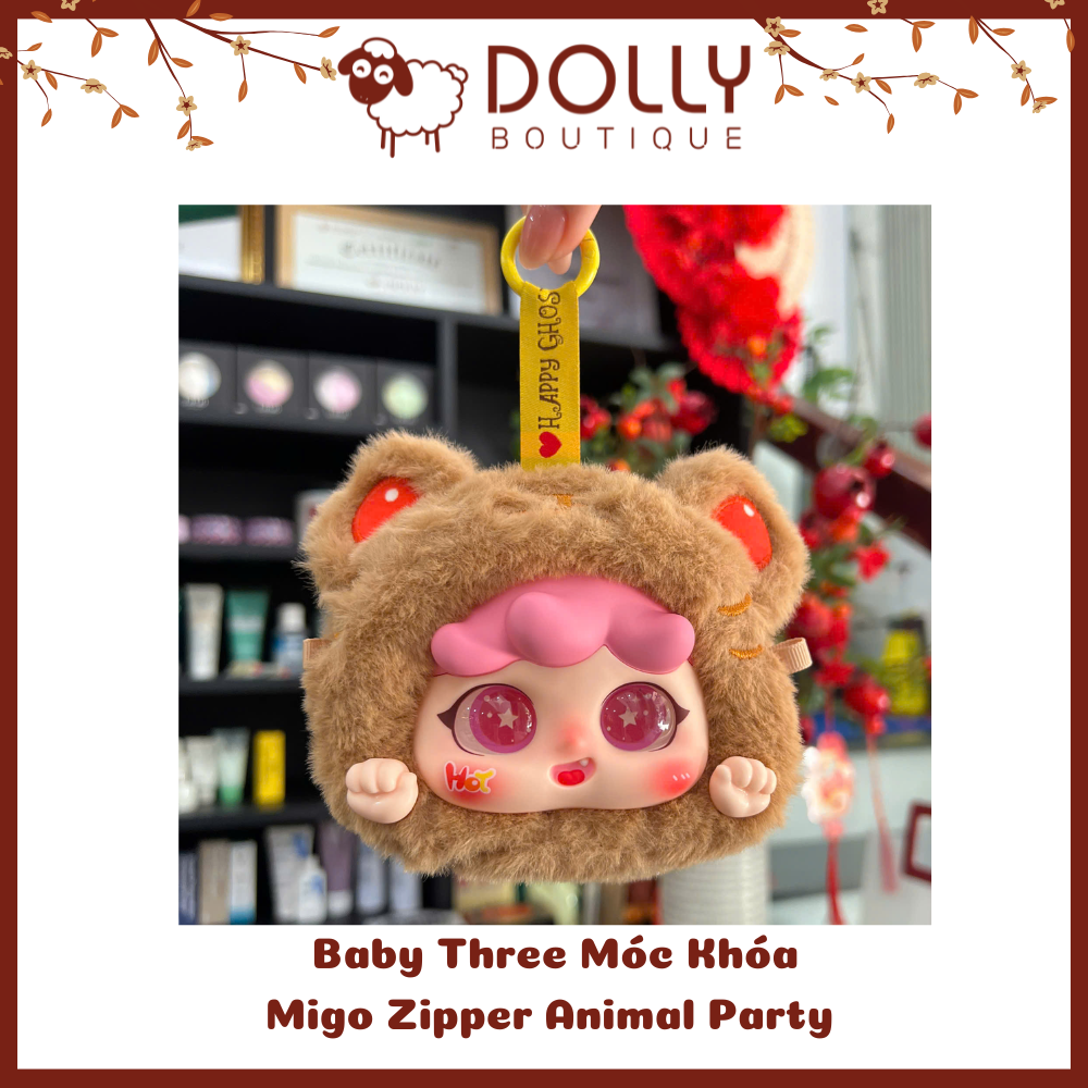 Gấu Bông Baby Three Migo Zipper Animal Party Móc Khóa ( Bữa Tiệc Động Vật )  [ Giao theo phân mục đã unbox]